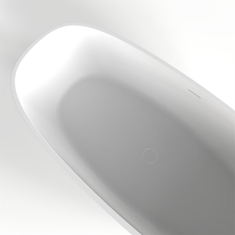 66.9 Inch Freestanding Solid Surface Soaking Bathtub For Bathroom, Matte White