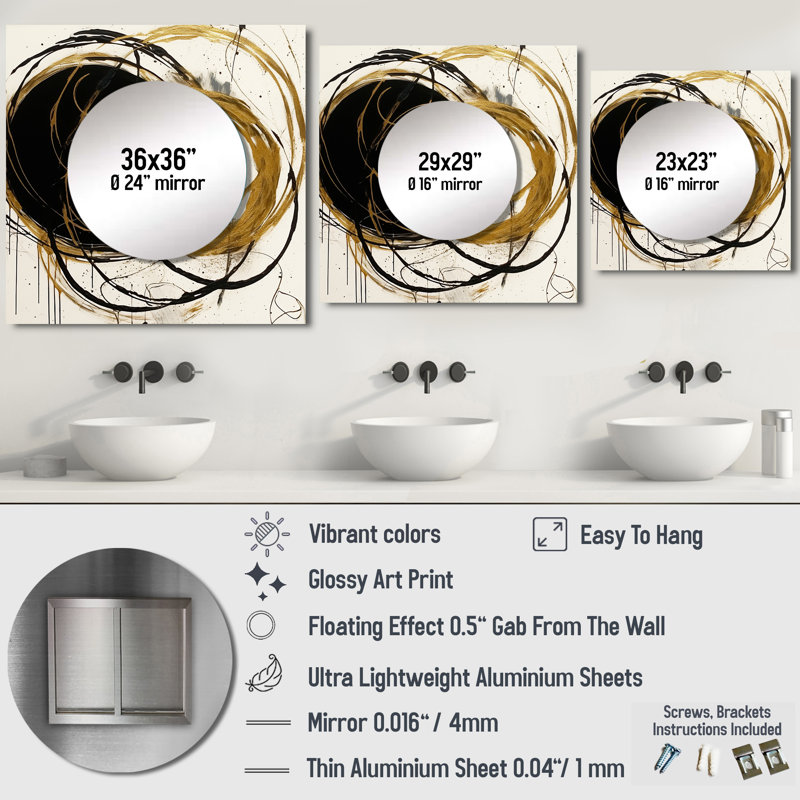 Loah - Miroir carré abstrait mural pour chambre à coucher, 29 po x 29 po