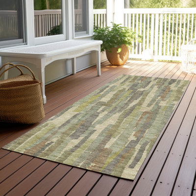 Machine Washable Indoor/Outdoor Christain ACN1314 Aloe Rug