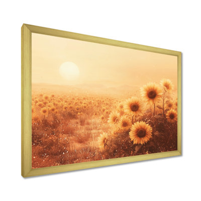 «Doralice Countryside Mirage Sunflowers Under The Sunrise - Sunflowers», reproduction d'art sur toile