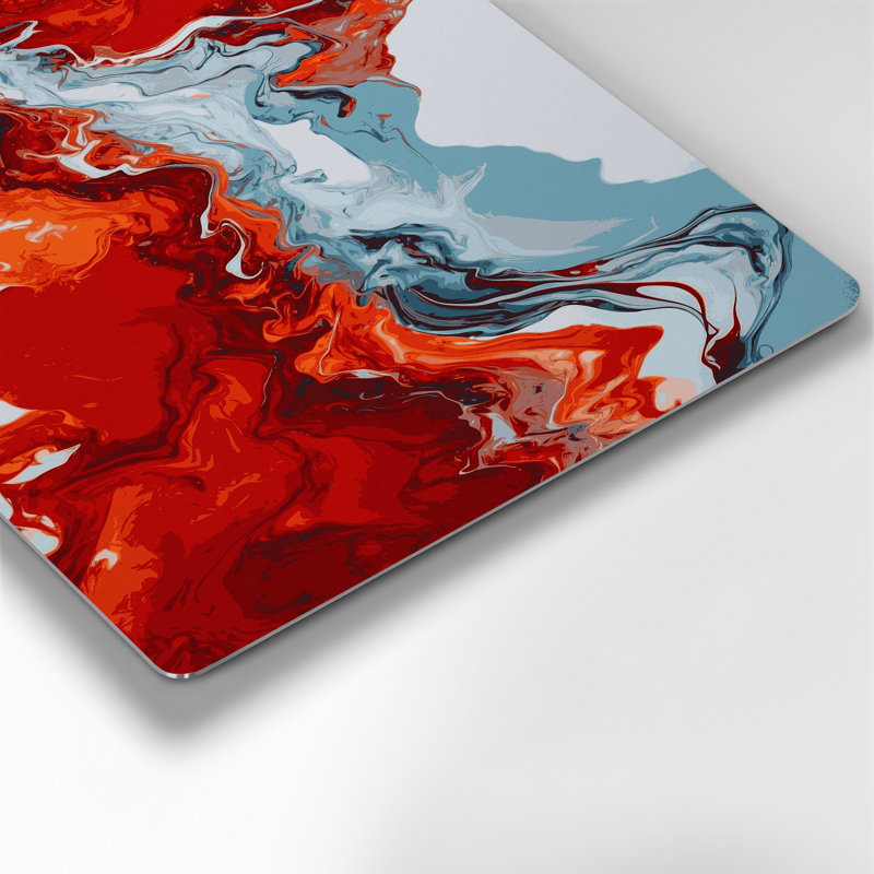 Abstrait fluide, art mural en métal rouge 5, H 11 po x l 14 po