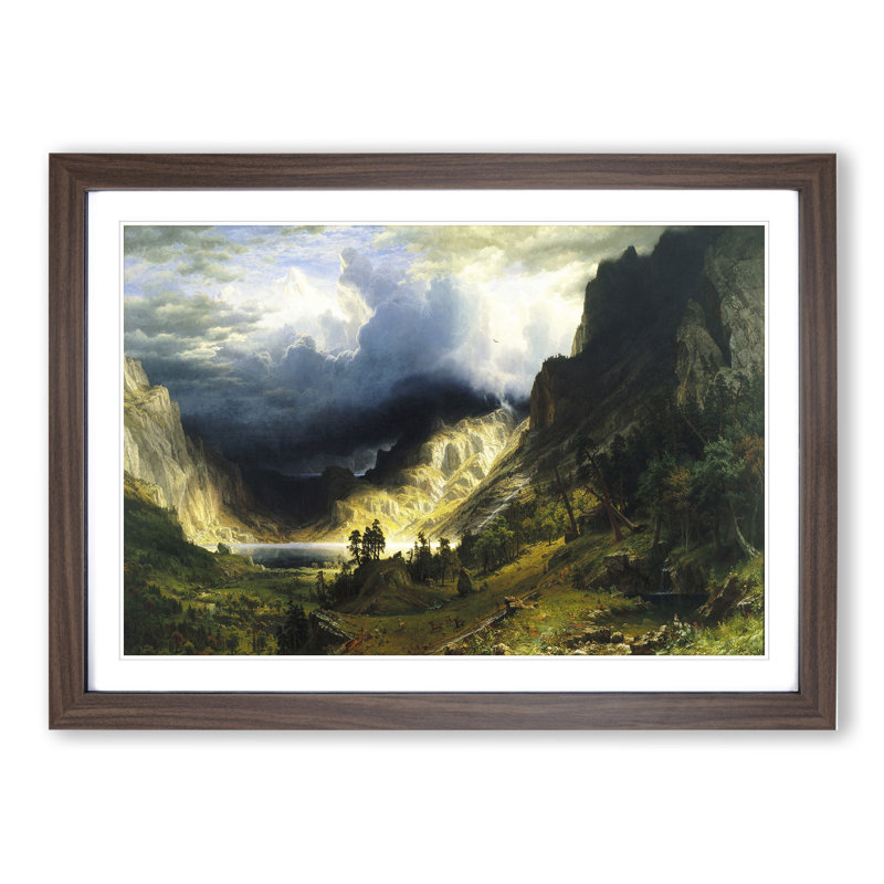 A Storm in the Rocky Mountains by Albert Bierstadt - Picture Frame Painting, 36cm H x 48cm W x 2cm D, Walnut Framed