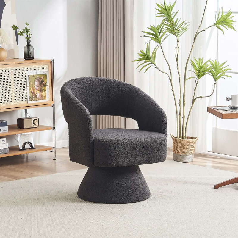 Fauteuil d'appoint pivotant, fauteuil, fauteuil simple pour le salon, Dark Grey Teddy