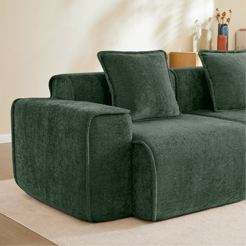 Armless Sofa Velvet-Green
