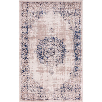 Tapis oriental beige et bleu Carrie