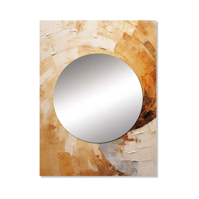 Bridesdale Beige Spiral Poteries - grand miroir abstrait en spirale, miroir mural décoratif moderne et contemporain, impression d'art en métal