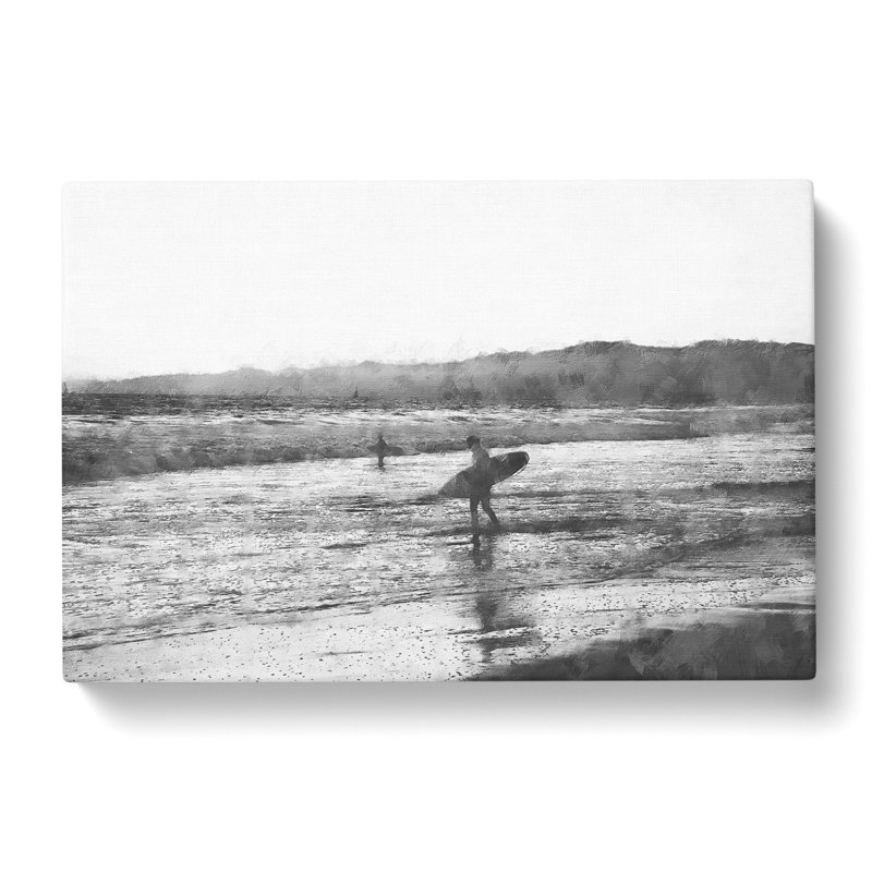 Two Surfers - Wrapped Canvas Print, 35cm H x 50cm W x 3cm D