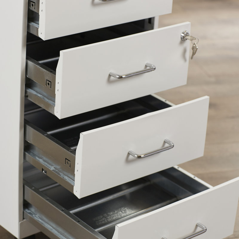 Patirica 14.25'' Wide 4 -Drawer Mobile Steel File Cabinet, White