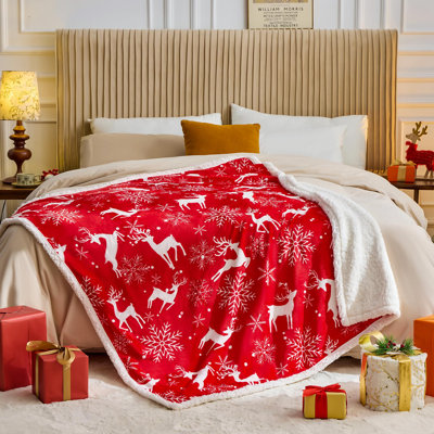 Christmas Throw Blanket, Christmas Decorations Gifts , Sherpa Flannel Fleece Winter Holiday Blanket, Fluffy Cozy Soft Christams Throws For Couch Sofa Bed, Christamsrhombus, 50" X 60"