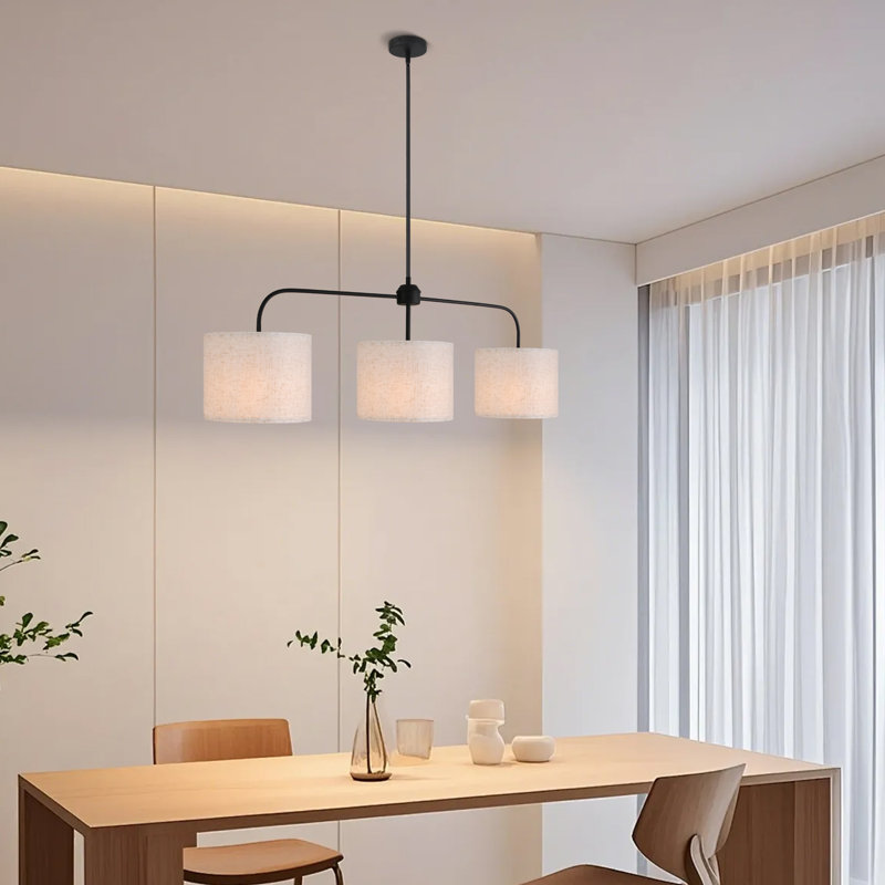Lustre cylindrique à 3 lumières pour îlot de cuisine moderne
