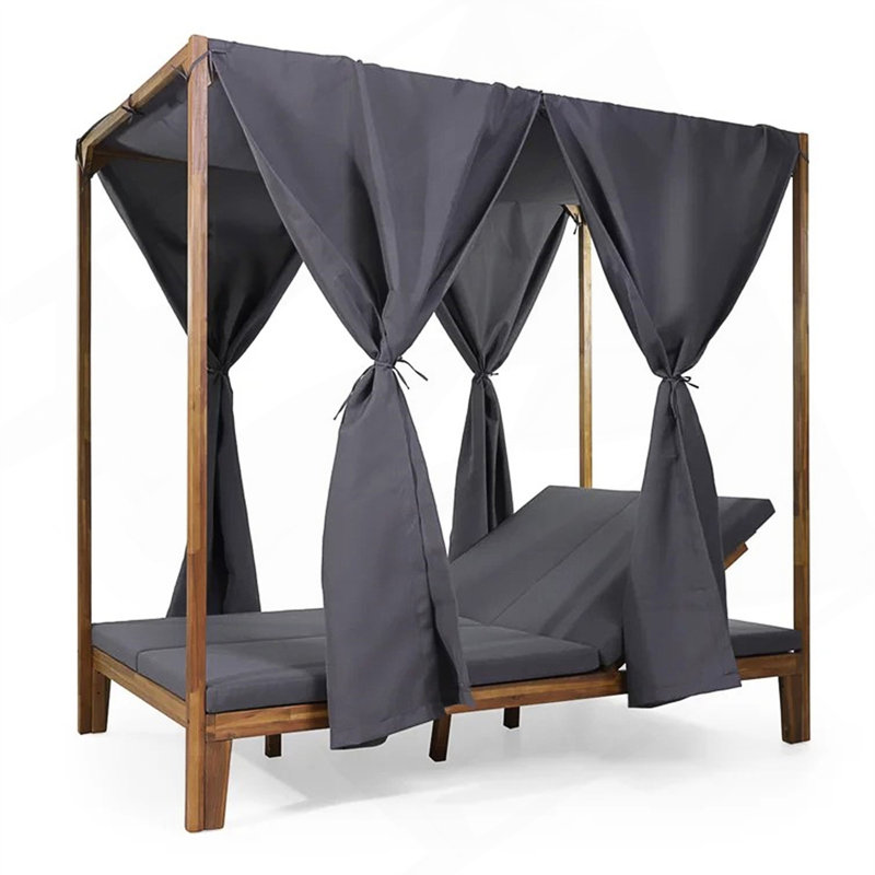 Outdoor Patio Daybed with Cushions, Dark Gray