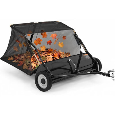 42" Tow Behind Lawn Sweeper – 14 cu.ft. Leaf Collector, Extra-Wide Sweeping Path, Heavy-Duty Steel Frame, Easy Tow-Behind Operation for Large Yards, Black
