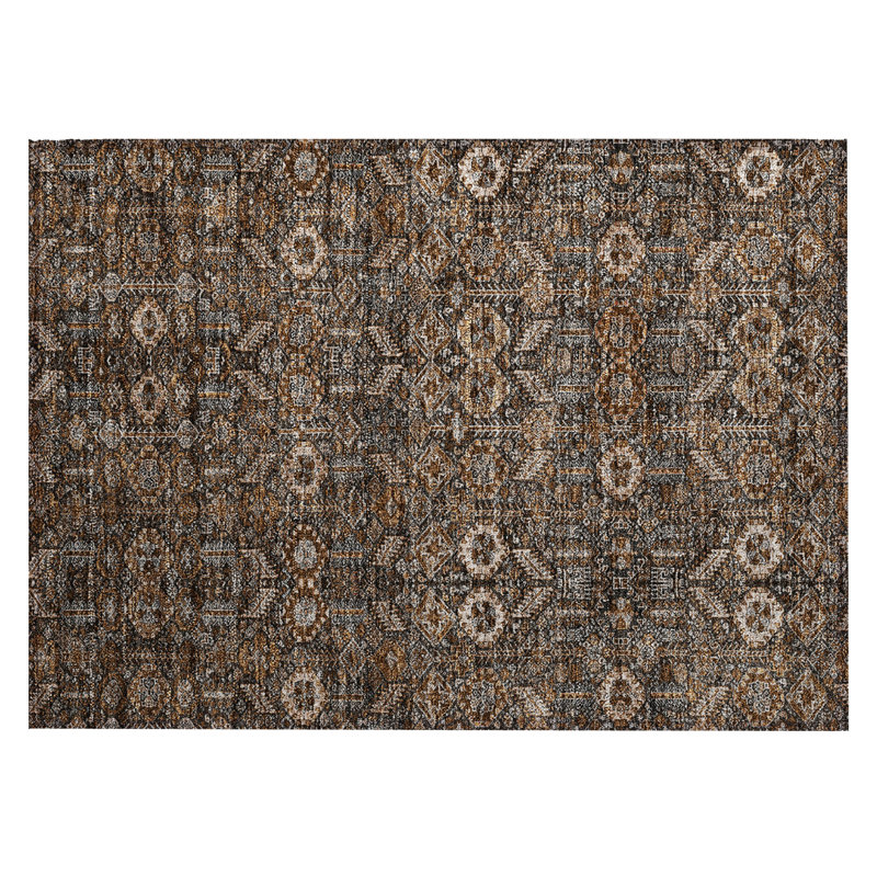 Tapis extérieur lavable antidérapant floral chocolat 2 pi x 3 pi