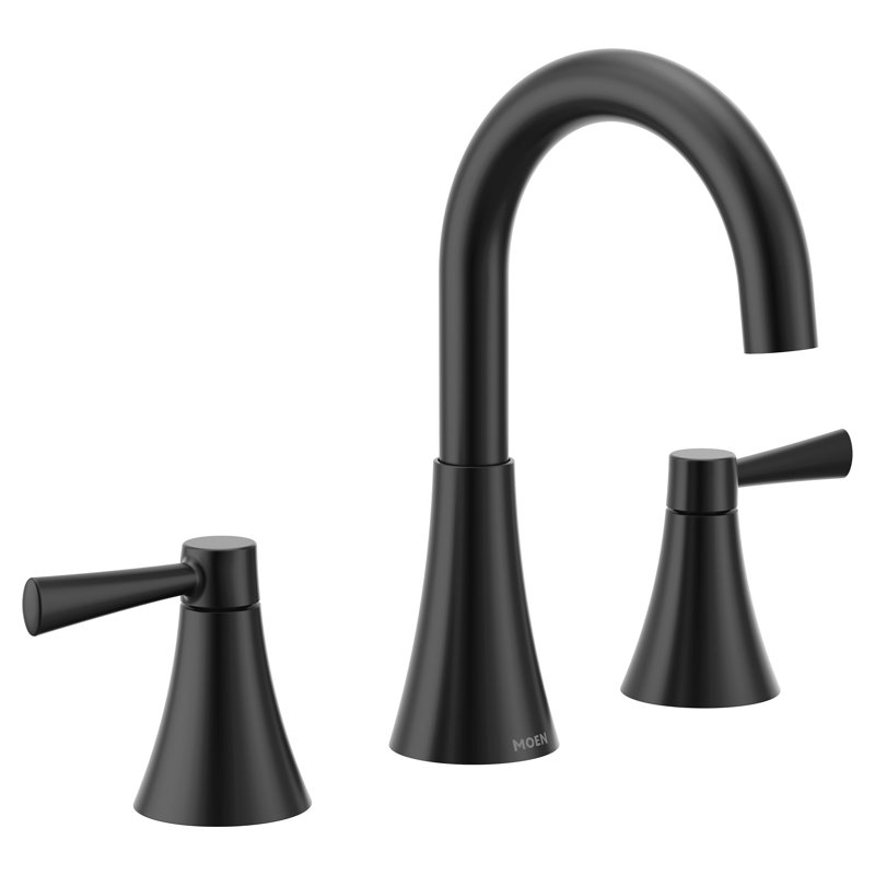 Robinet de salle de bain moderne à deux poignées Moen Ronan, valve incluse, Noir mat