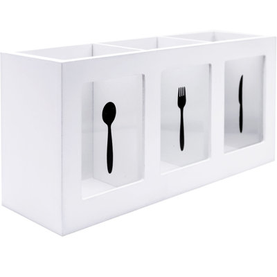 Linnda Wood Rectangle Utensil Crock