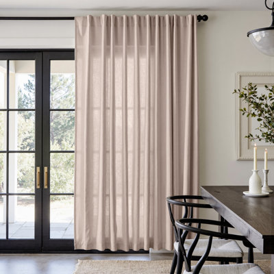 Linen Blend Extra Wide Curtain for Living Room, Rustic Farmhouse Light Filtering Room Divider, Single Panel for Bedroom Windows