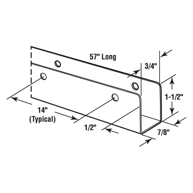 Prime-Line 57"H x 0 3/4"W x 1 2/3"D Bracket