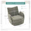 Fauteuil d'appoint pivotant vert olive Olive | Fauteuil demi-tonneau moderne en tissu rayé pour le salon et la chambre à coucher