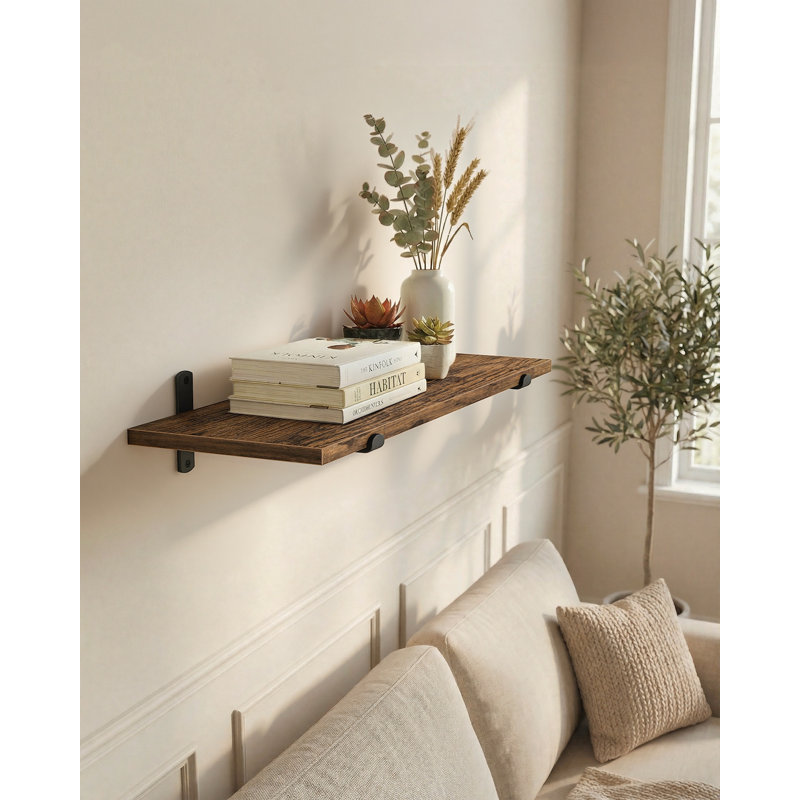 Modern Floating Wall Shelf Max Load 10 kg 20 60 7 cm, 7cm H x 60cm W x 20cm D, Brown
