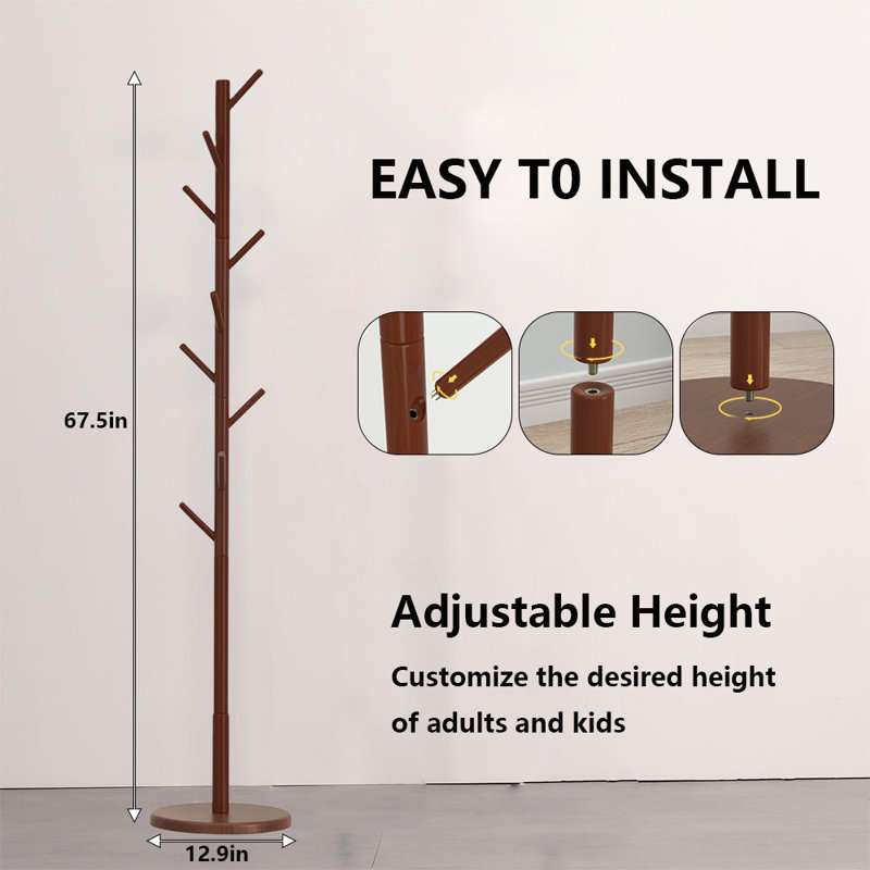 Coat Rack For Entryway, Hallway, Living Room, Bedroom, Brown