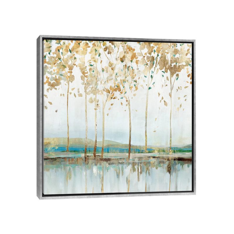 «River Breath I» par Isabelle Z - reproduction d'art, Toile avec cadre argenté, Pas de tapis, H 37 po x l 37 po x P 1,5 po