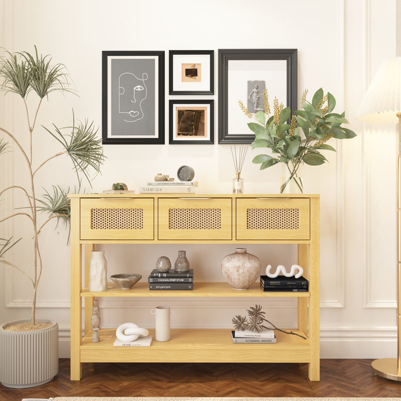 43.3'' Console Table, Natural Wood