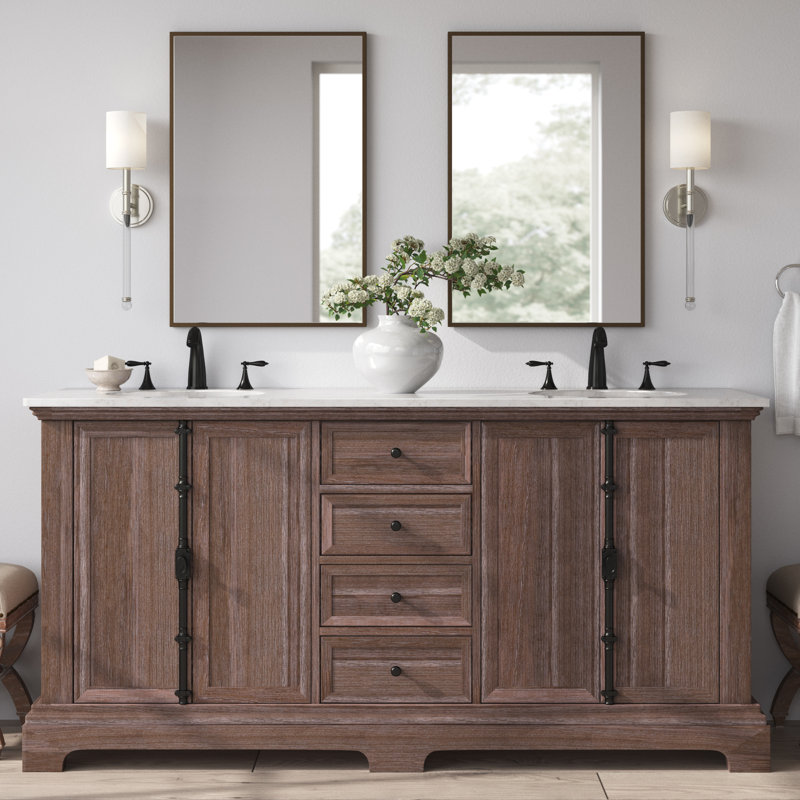 Tolliver 72'' Double Bathroom Vanity with Quartz Top