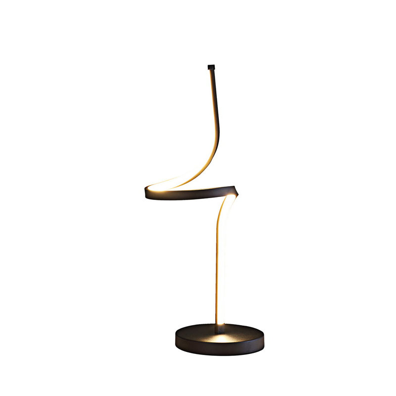 Lampe de table spirale incurvée en tube avec DEL écoénergétique, conception élégante et interrupteur marche / arrêt facile