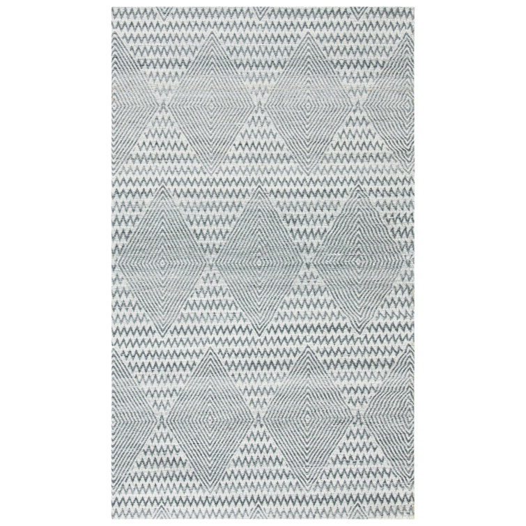 Tapis gris / ivoire en coton tissé à plat à la main Altis