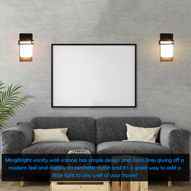 Modern Vanity Wall Sconce, E26 Socket, Bathroom Mirror Light Fixture, Wall Mount Lamp with Glass Shade for Bathroom, Hallway, Kitchen, Mirror, Laundry Room (Bulb Not Included)