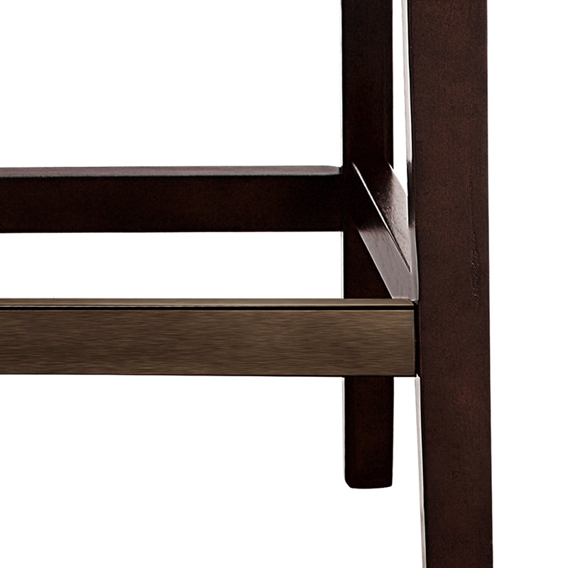 Counter Chair - 26", Tan Upholstery, Wood Legs, Button Back, Bronze Kick Plate, Assembly Kit 26" Stool Finish, Tools