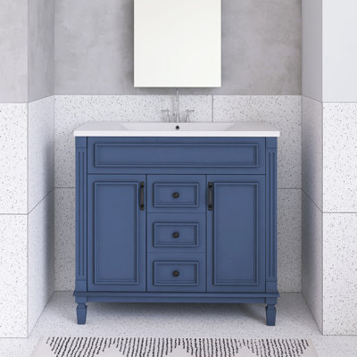 Meuble-lavabo 36 po avec lavabo supérieur et 2 portes à fermeture douce