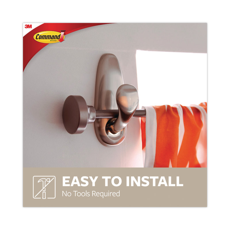 Large Brushed Nickel Metal Wall Hooks with Adhesive Strips