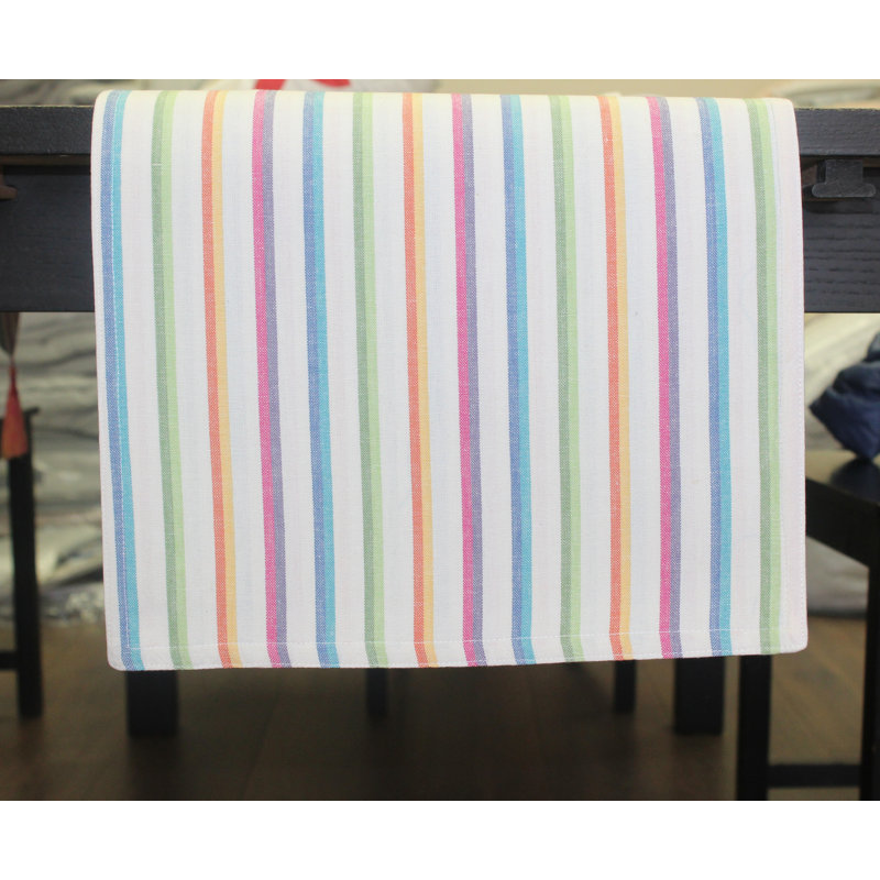 Chemin de table rayé 100% coton, 45 po x 13 po