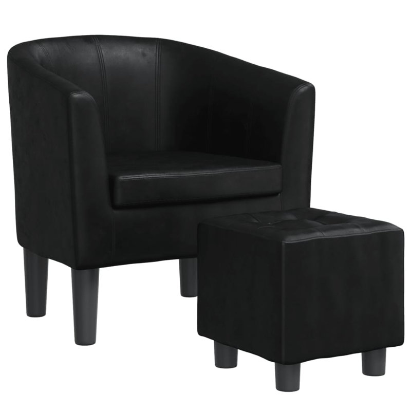 Fauteuil demi-tonneau avec repose-pieds 27,6 po Caneghem