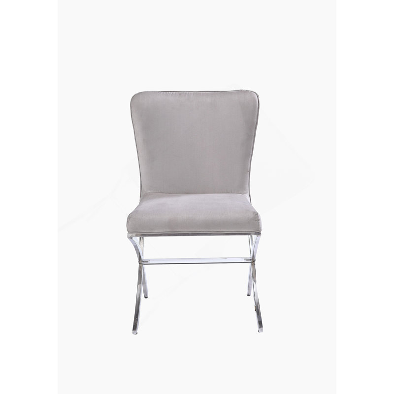Ensemble de 2 chaises d'appoint en velours gris clair et finition chromée
