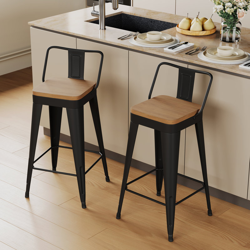 Metal Counter And Bar Stools, Bar Stool (30" Seat Height), Black