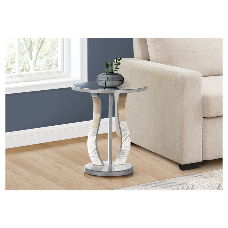 Table d'appoint Silver Mirror - Table d'appoint moderne pour le salon et la chambre à coucher, style transitionnel avec design géométrique