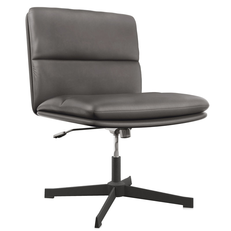 Chaise de travail en simili cuir Khadiza l 25,2 po, gris