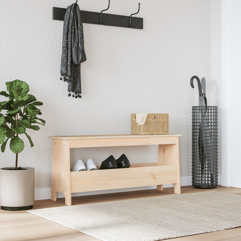 Allisandra Solid Wood Storage Bench, 45cm H x 100cm W x  28cm D, Natural