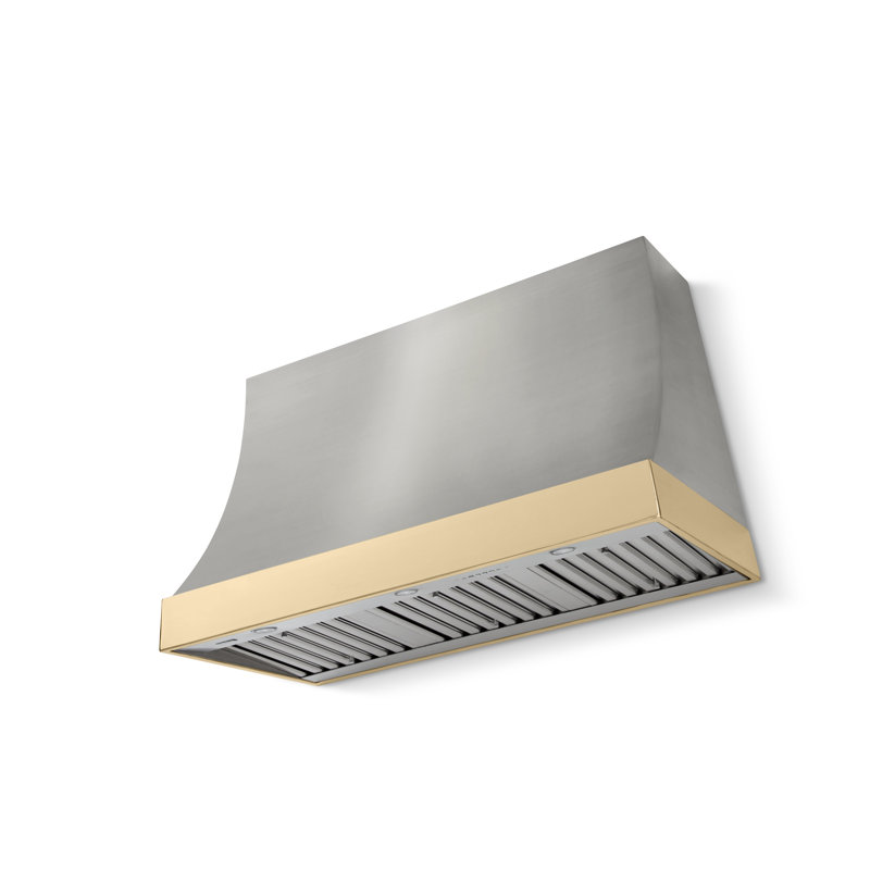 Marquee Series 48" Wide x 30" High Wall Hood 1200 CFM, Stainless Steel, Polished Brass