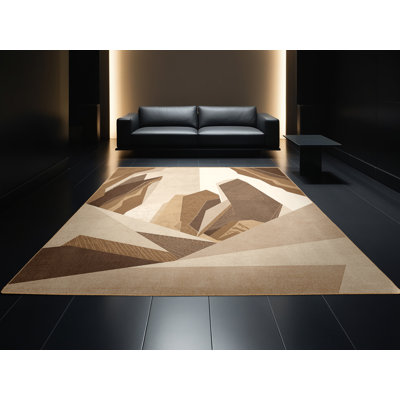 Machine Washable Pegah Modern & Contemporary Abstract Rug in Brown – LightBrown Binding
