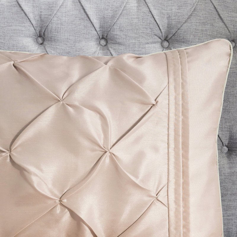Queen Blush 7 Piece Comforter - Exquisite Bedding, , Decorative Pillows, Bed Skirt, Easy To Clean Bedding Delightful Design, 2 Shams, 3 Washable Skirt
