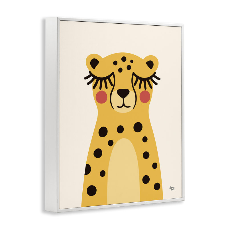 Jaune, guépard, giclée encadrée par Jessica Beck, H 14 po x l 11 po, Estampe numérique encadrée blanc bord de mer