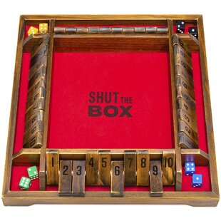  STERLING Games 14 Inches Shut The Box Game for 4 Players,  Family Dice Game with 12 Numbers Box, Nautical Themed Large Wooden Game  Board : Toys & Games
