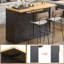Îlot de cuisine 55,1 po avec prise de courant et abattant, chariots de cuisine roulants avec armoire de rangement, noir-432667758