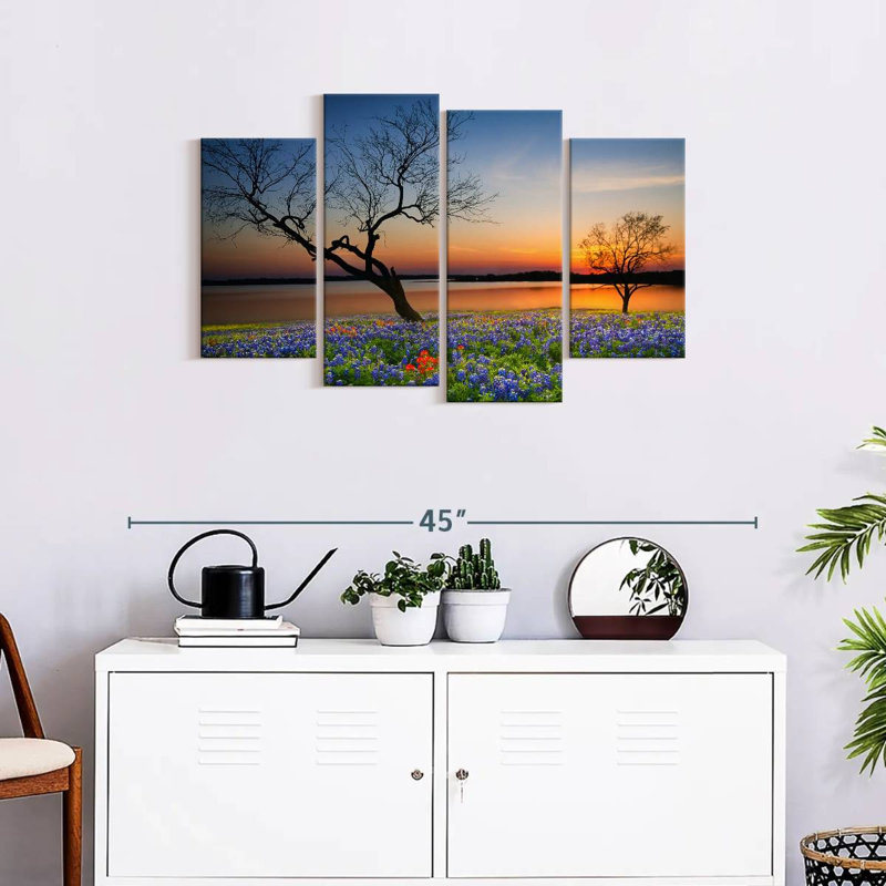 " Texas Sunset " 4 - Pieces, 22" H x 36" W x 1" D