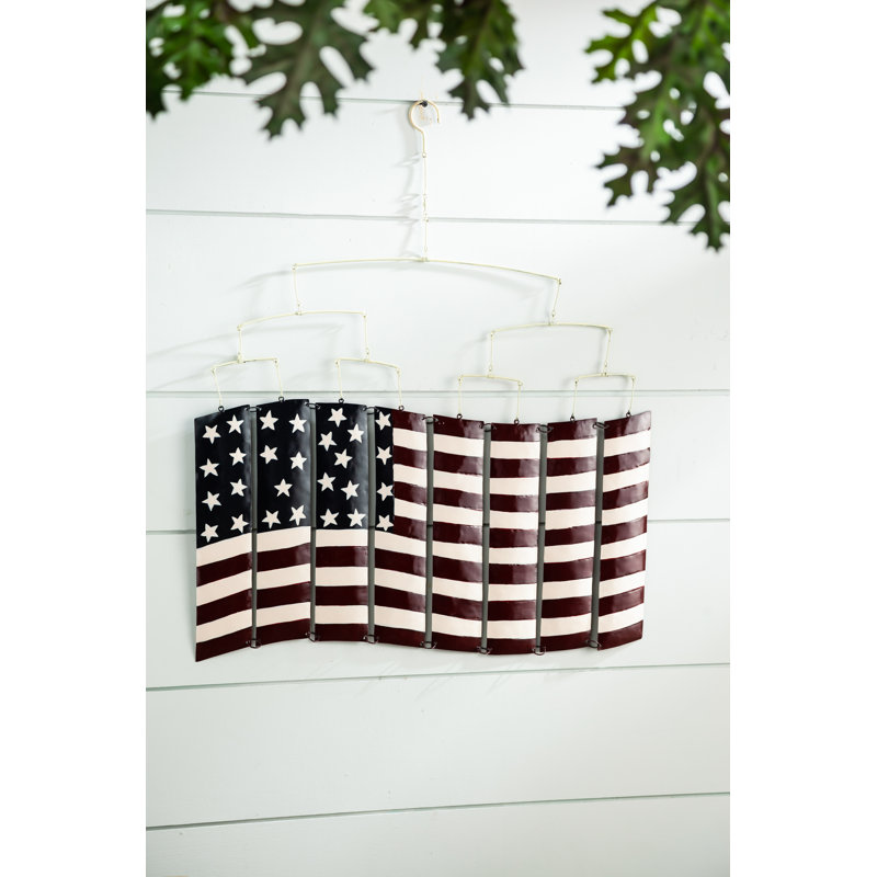 Patriotic American Flag Metal Hanging Wall Decor