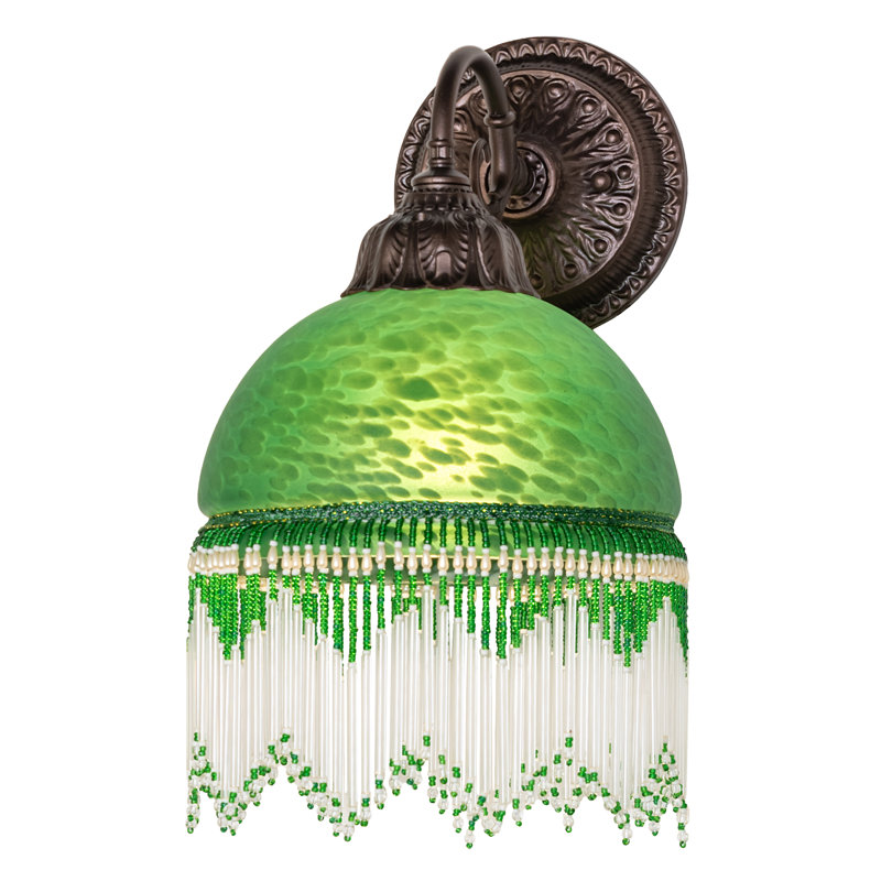 1 - Light Armed Sconce, Green, 8" H x 8" W x 8" D
