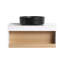 Meuble-lavabo flottant peu encombrant avec lavabo vasque noir mat et rangement ouvert-129696412